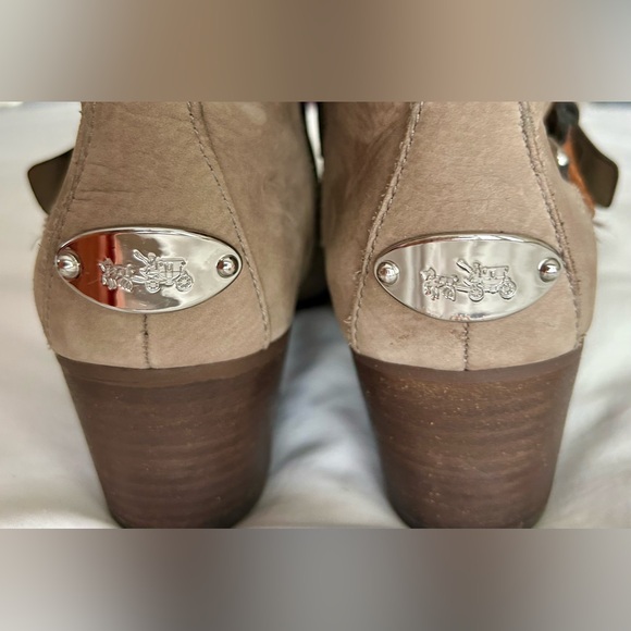 Coach Pauline Taupe Suede Ankle Boots with Brown Leather Strap - Picture 4 of 8